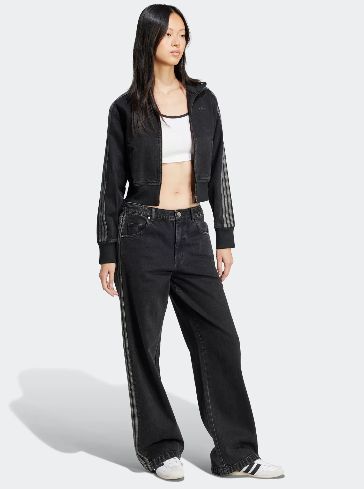 Women adidas Originals Pants & Sweats-Adicolor Denim 3-Stripes Track Pant