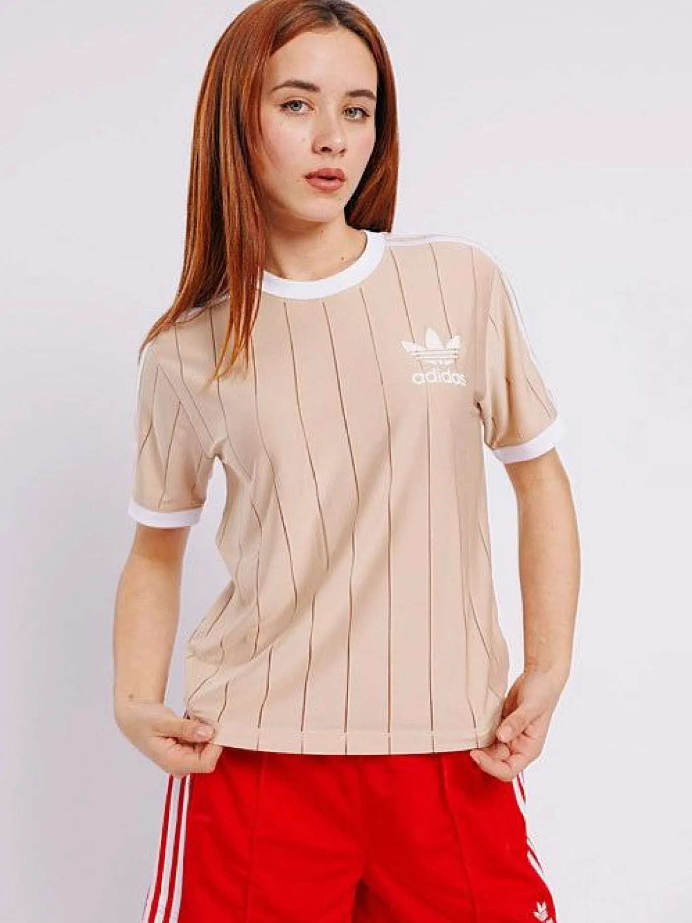 Women adidas Originals Tees & Tanks-Adicolor 3-Stripes Pinstripe T-Shirt