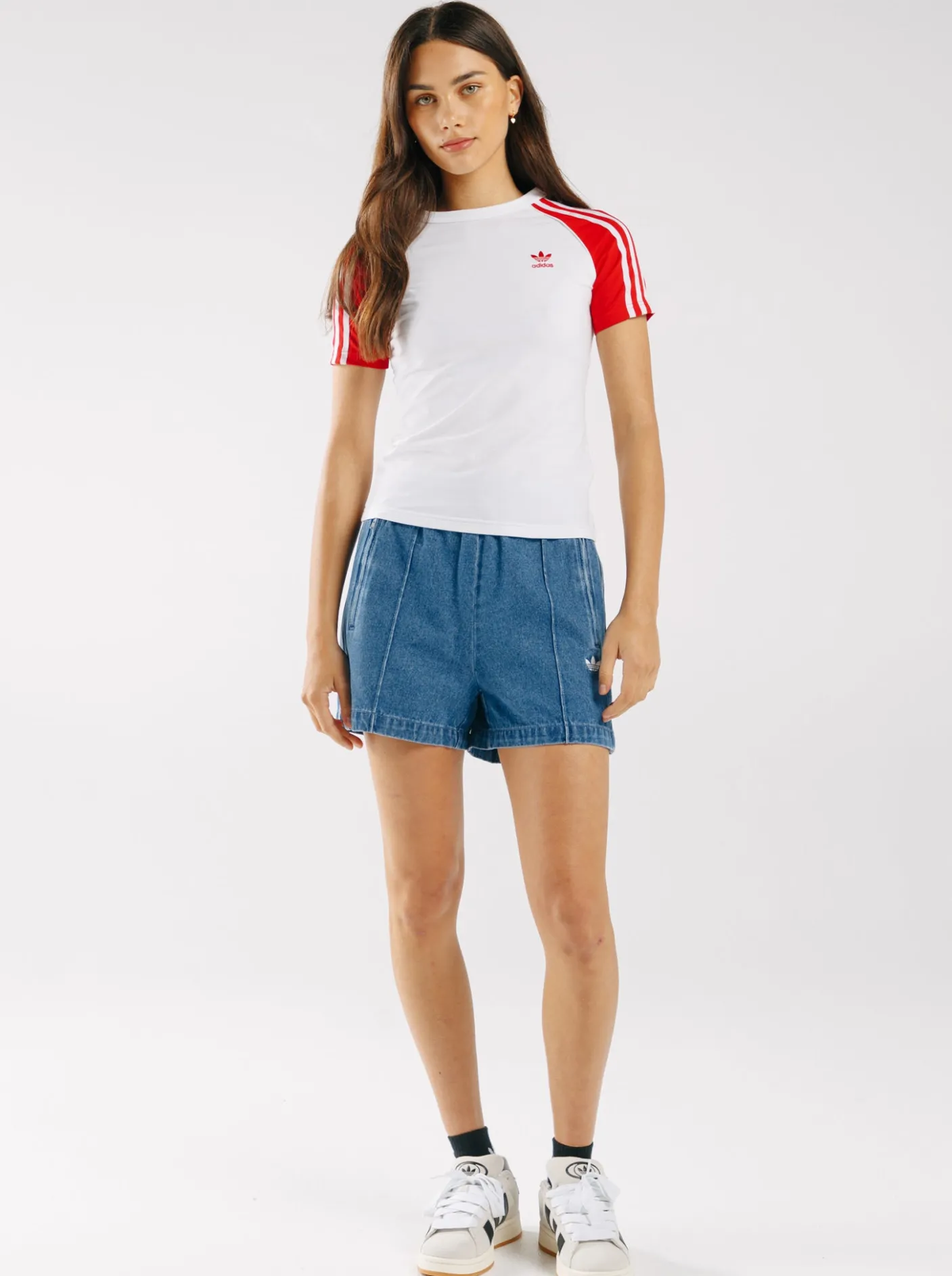 Women adidas Originals Tees & Tanks-Adicolor 3-Stripes Raglan Slim T-Shirt