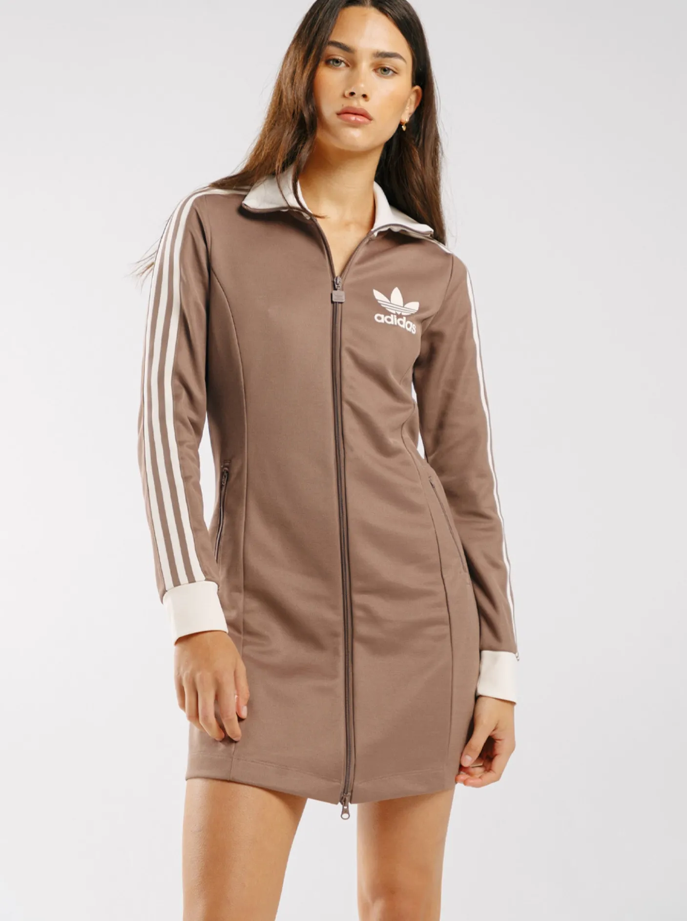 Women adidas Originals Dresses-Adicolor 3-Stripes Track Top Dress