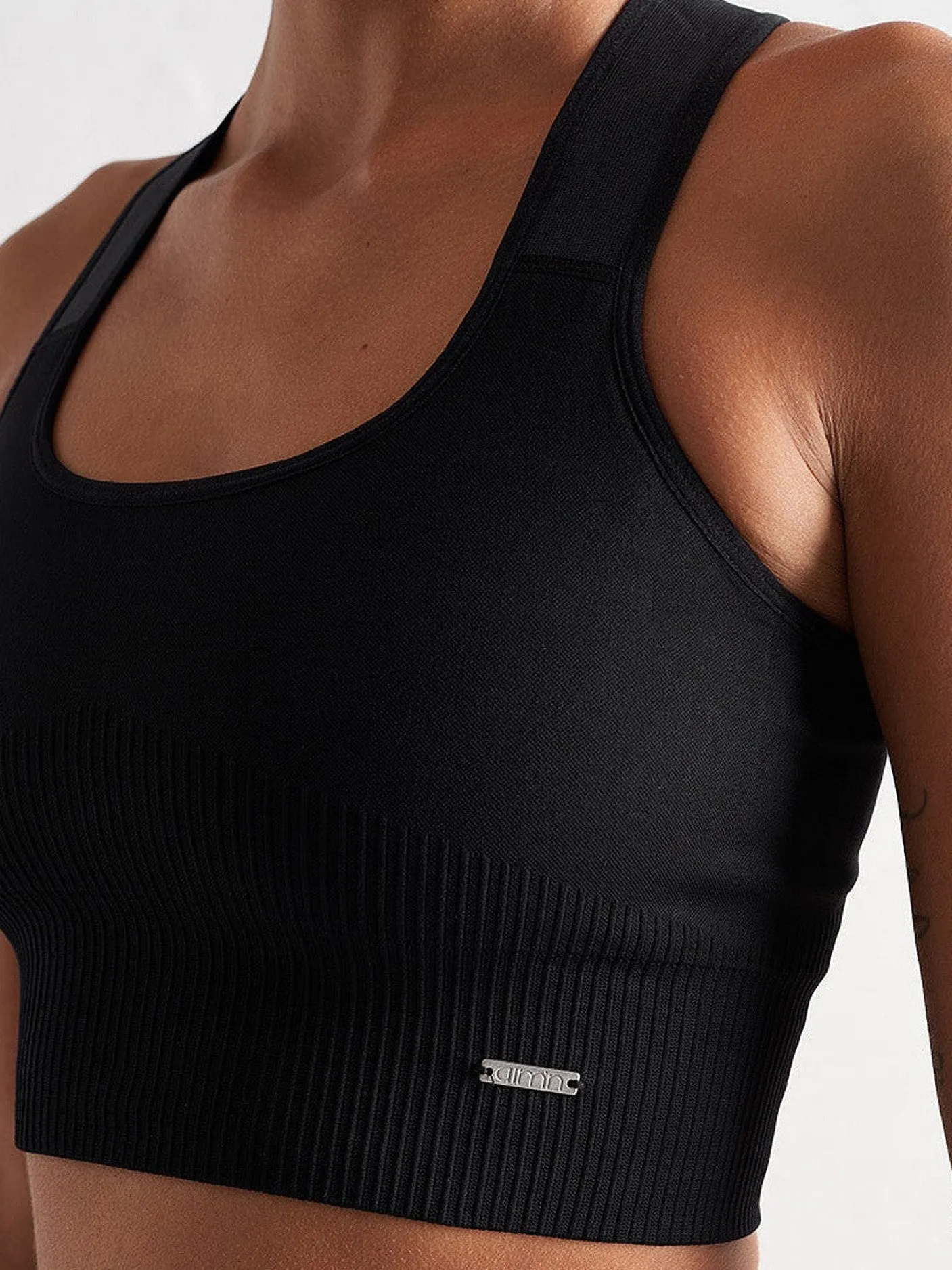 Women Aimn Training|Performance-Black High Support Ribbed Bra
