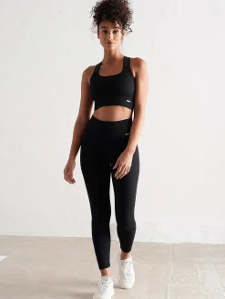 Women Aimn Training|Performance-Black High Support Ribbed Bra