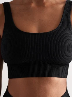 Women Aimn Training|Performance-Black Ribbed Seamless Bra