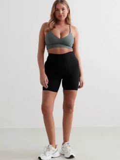 Women Aimn Performance|Shorts-Black Sense Midi Biker Shorts