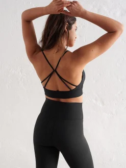 Women Aimn Sports Bras-Black Sense Strap Bra
