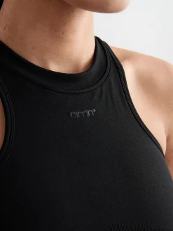 Women Aimn Performance-Black Shape Seamless Racerfront Top