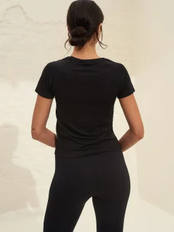 Women Aimn Running|Performance-Black Soft Basic Short Sleeve