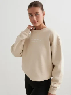 Women Aimn Hoodies & Crews-Café Au Lait Serif Sweatshirt