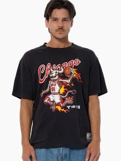 Mitchell & Ness Tees & Singlets-Chicago Bulls On Fire Tee