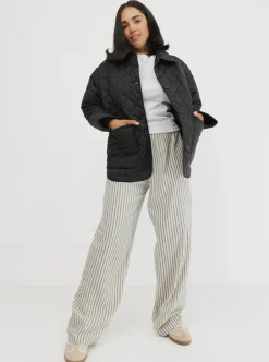 Women Taylor Sport Jackets-Collared Quilted Jacket in Black