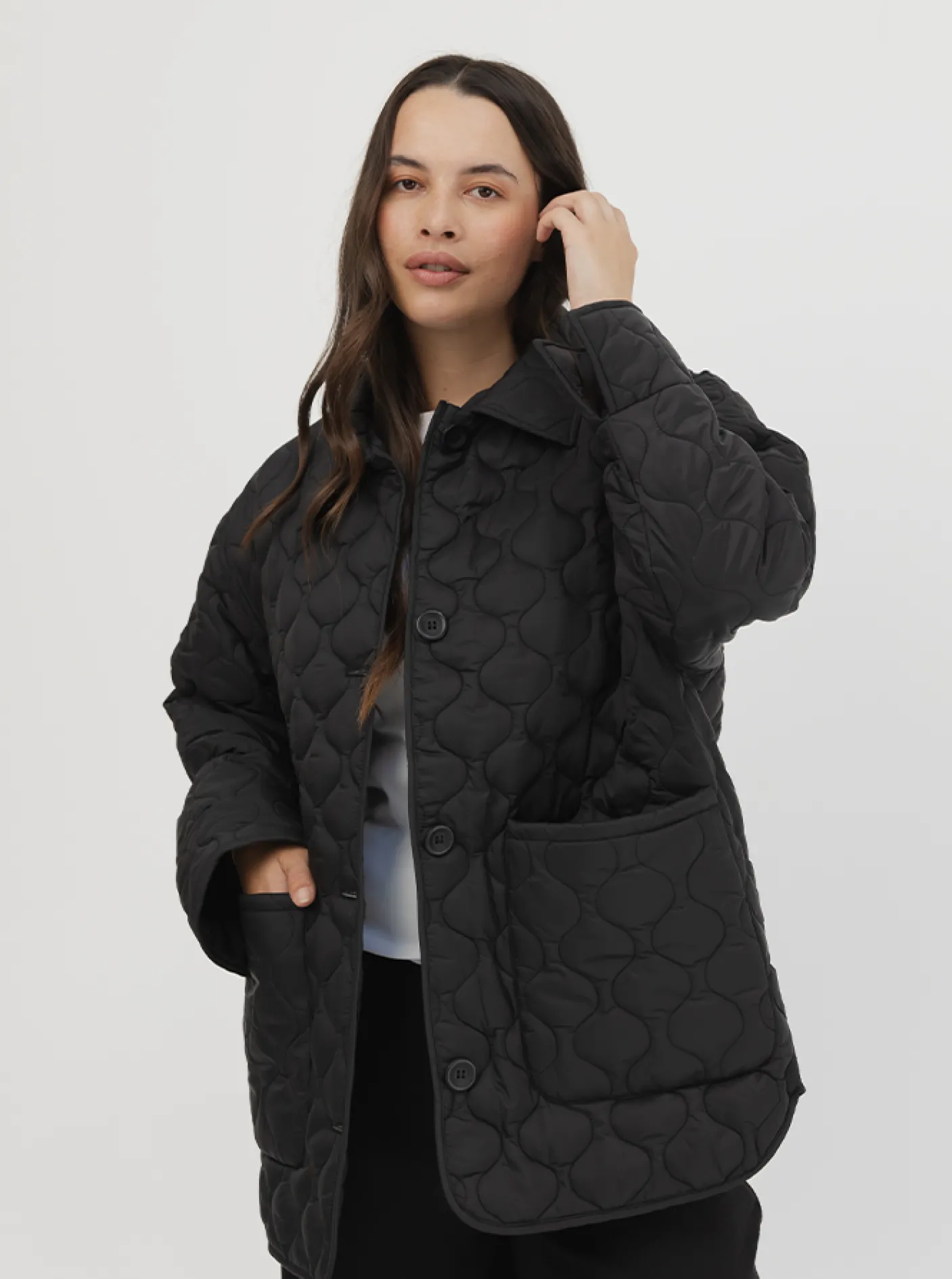 Women Taylor Sport Jackets-Collared Quilted Jacket in Black