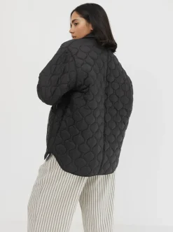 Women Taylor Sport Jackets-Collared Quilted Jacket in Black