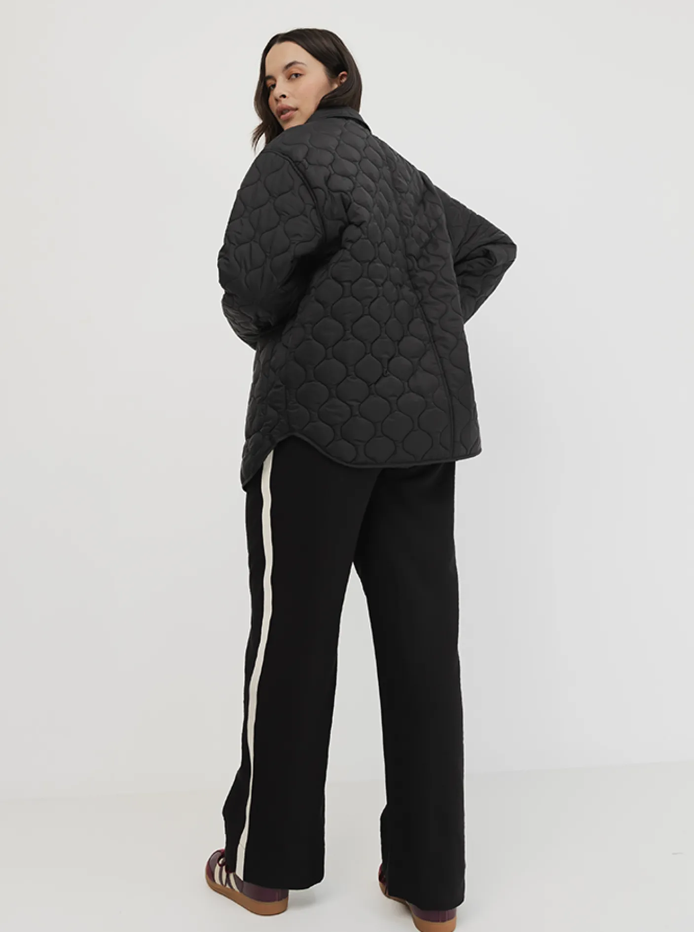 Women Taylor Sport Jackets-Collared Quilted Jacket in Black