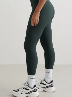 Women Aimn Tights-Deep Emerald Ribbed Performance Tights