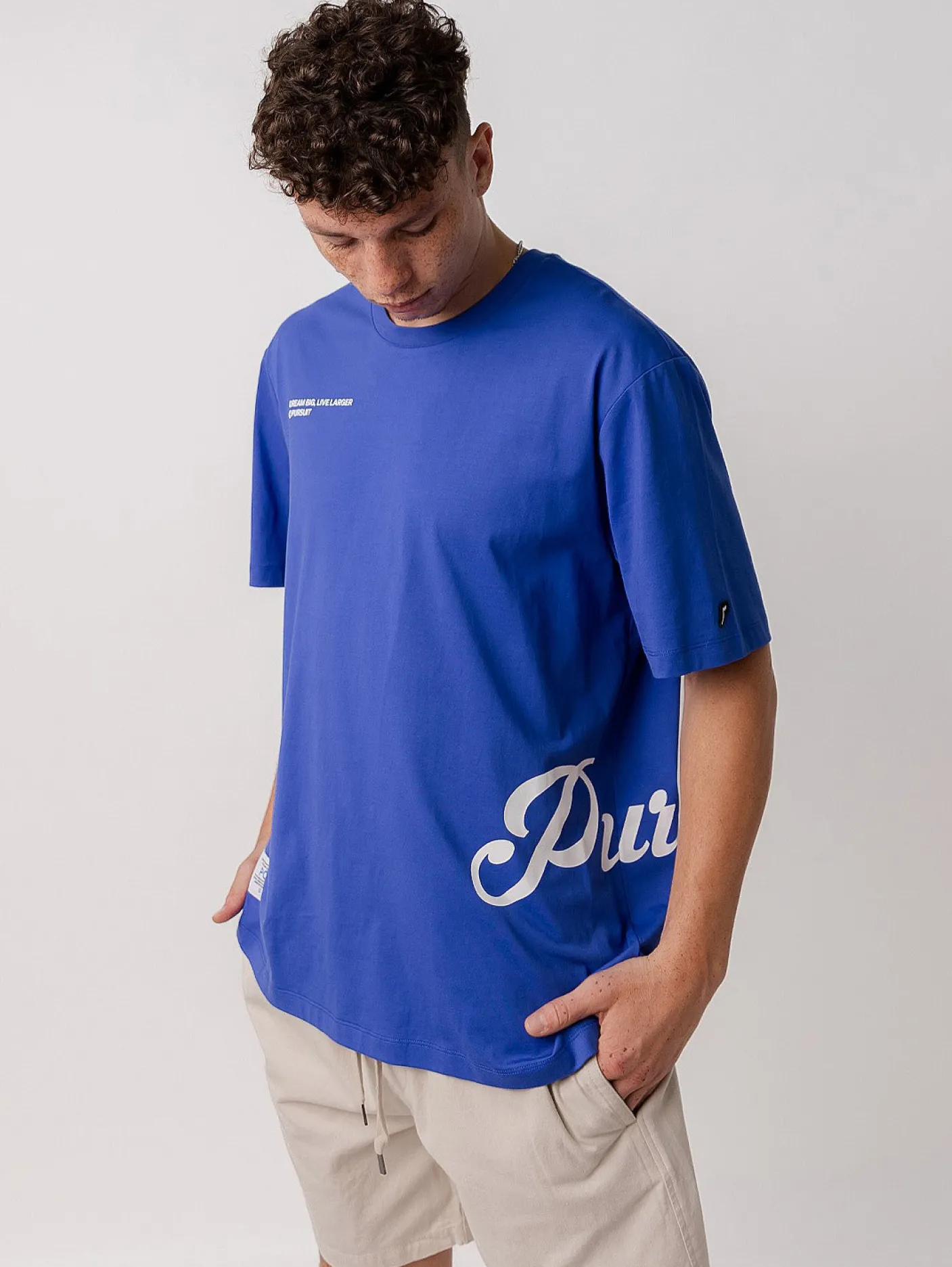 Pursuit of Happiness Tees & Singlets-Dream Big Track Tee in Royal Blue