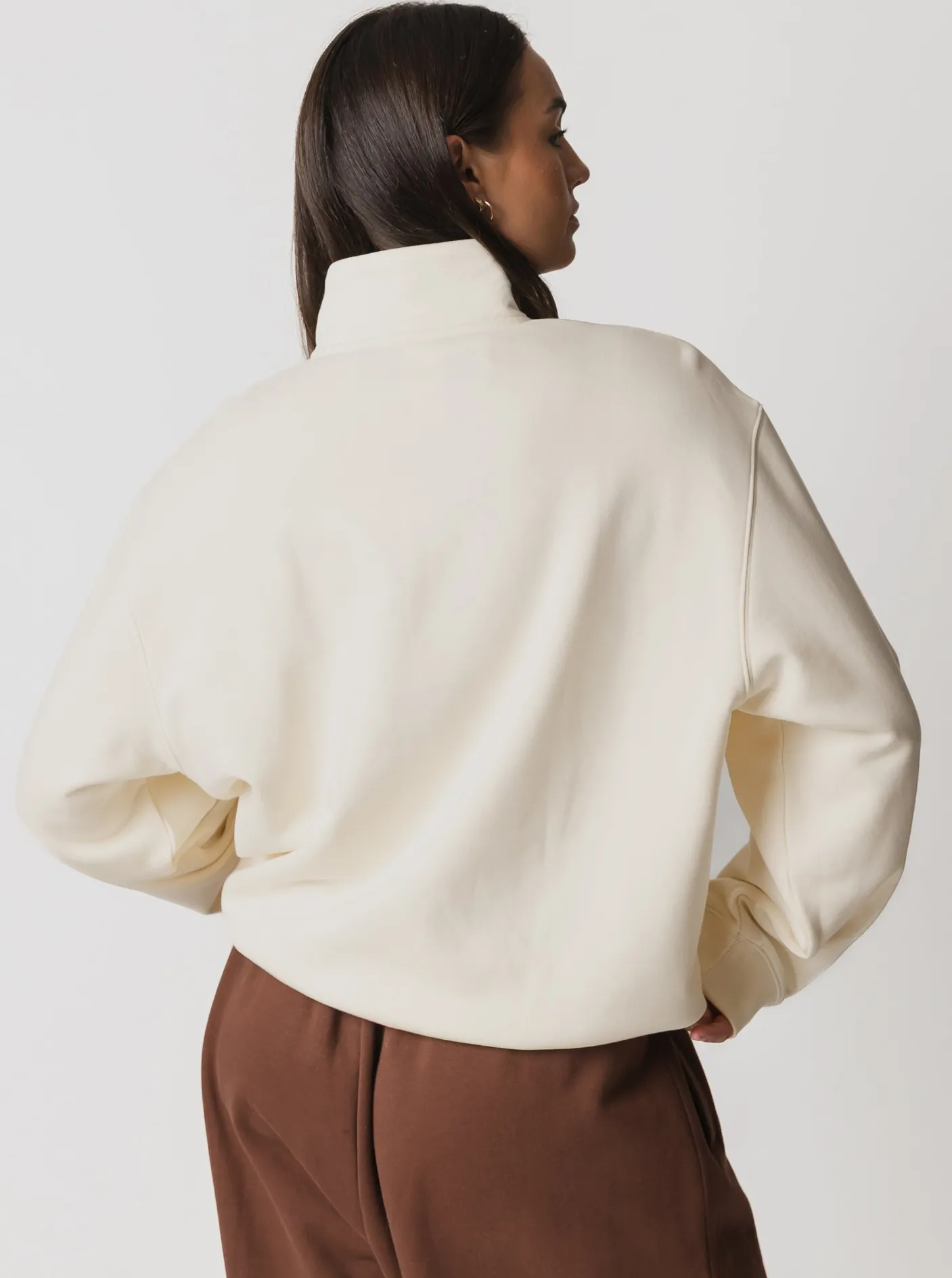 Women adidas Originals Jackets & Vests|Hoodies & Crews-Essentials Linear Oversized Quarter-Zip