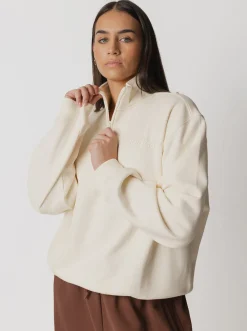 Women adidas Originals Jackets & Vests|Hoodies & Crews-Essentials Linear Oversized Quarter-Zip