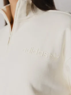 Women adidas Originals Jackets & Vests|Hoodies & Crews-Essentials Linear Oversized Quarter-Zip