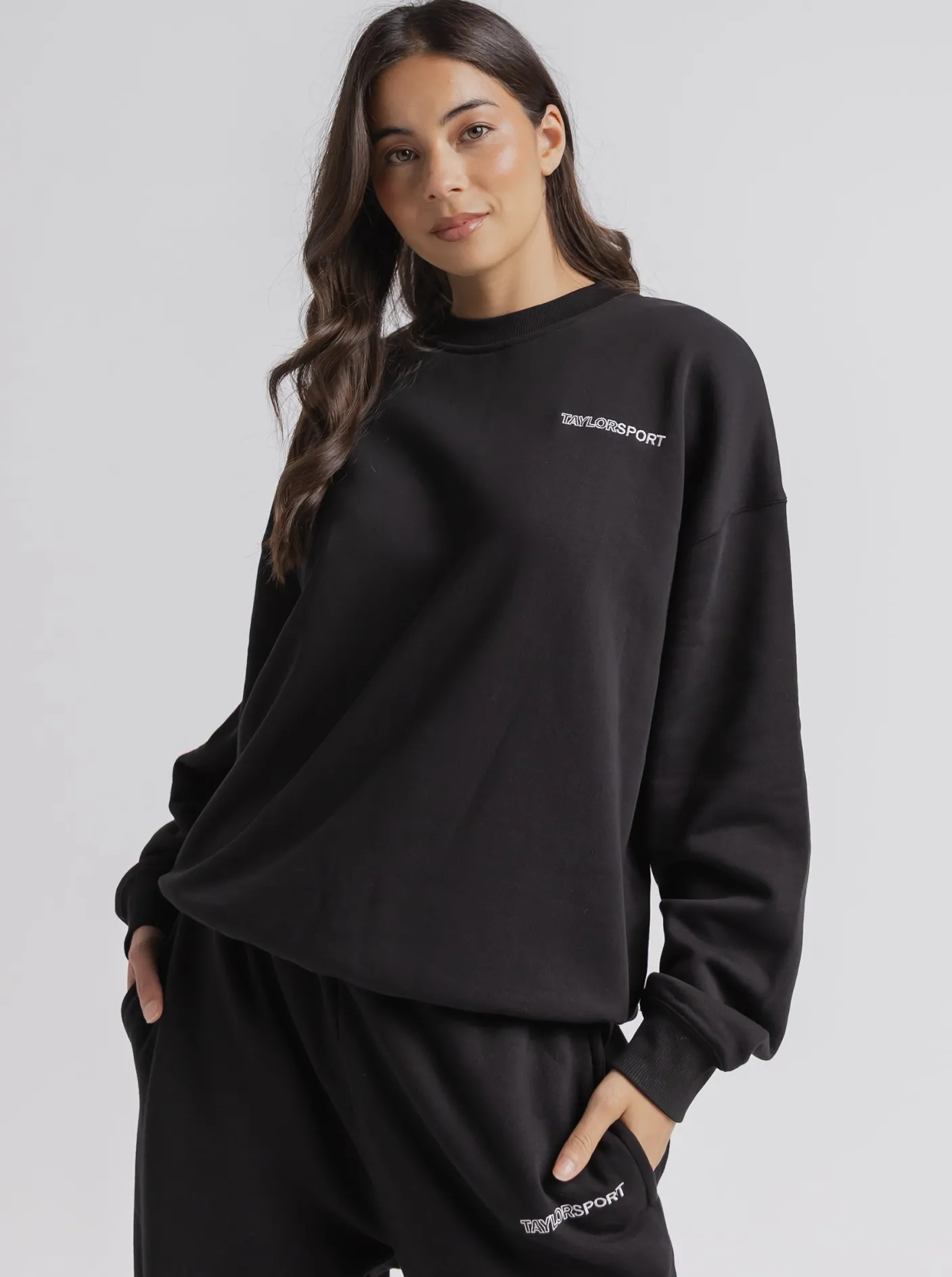 Women Taylor Sport Hoodies & Crews-Heritage Crew in Black
