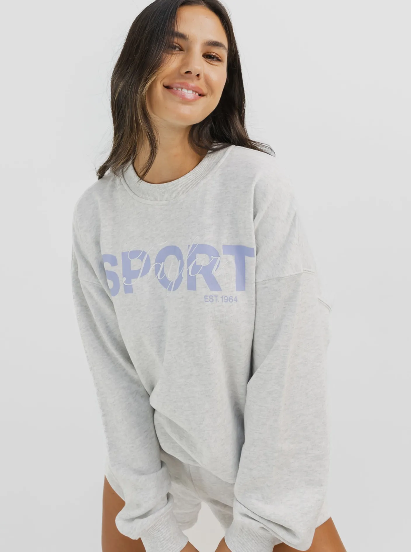 Women Taylor Sport Hoodies & Crews-Heritage Crew In Snow Marle