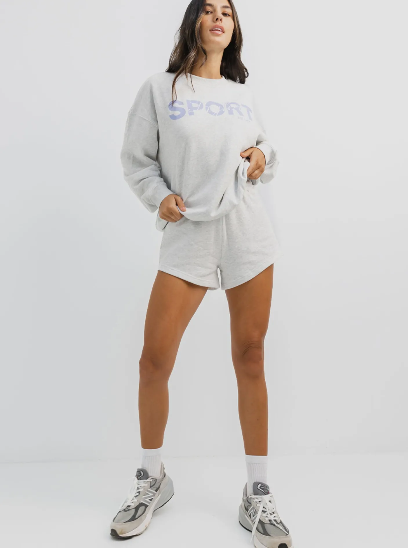 Women Taylor Sport Hoodies & Crews-Heritage Crew In Snow Marle