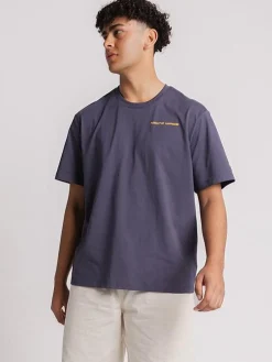 Pursuit of Happiness Tees & Singlets-Larger Track Tee in Washed Navy