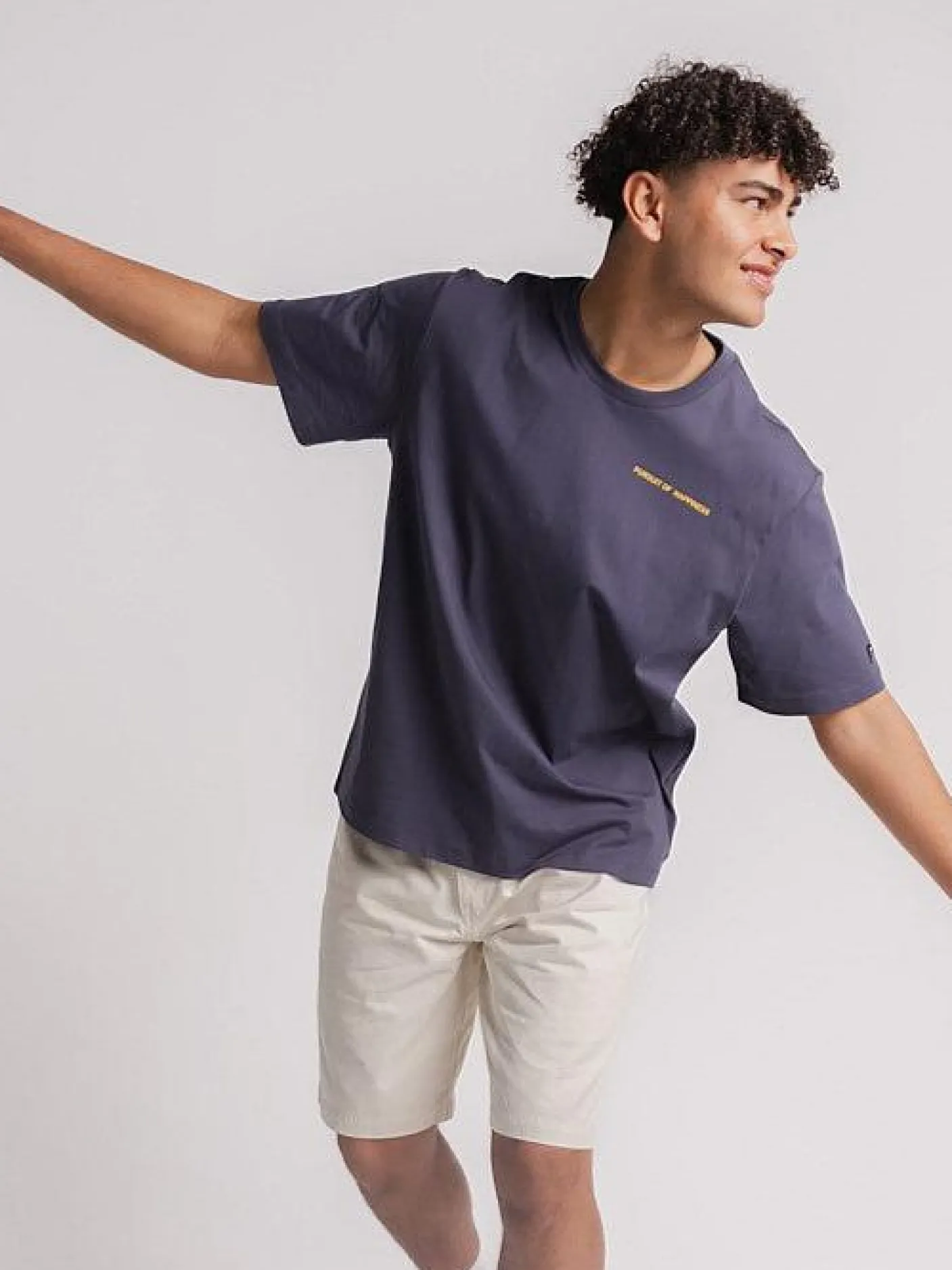 Pursuit of Happiness Tees & Singlets-Larger Track Tee in Washed Navy