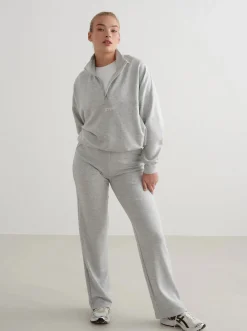 Women Aimn Hoodies & Crews-Light Grey Melange Comfy Modal Half Zip