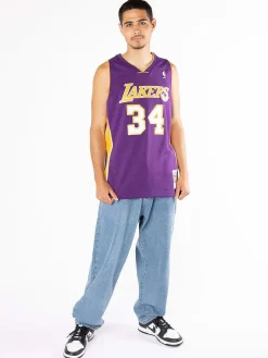 Mitchell & Ness Nba Jerseys-Los Angeles Lakers Shaquille O’Neal 99-00 Road Swingman Jersey