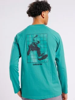 adidas Originals Tees & Singlets-M GRFX LS Tee - Active Green