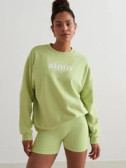 Women Aimn Hoodies & Crews-Matcha Club Terry Sweatshirt