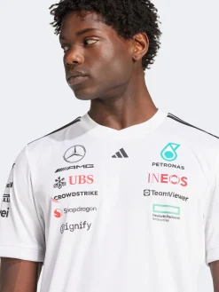 adidas Tees & Singlets-Mercedes AMG Petronas Formula One Team White Driver Jersey