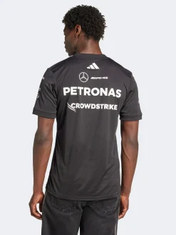 adidas Tees & Singlets-Mercedes AMG Petronas Formula One Team Black Driver Jersey