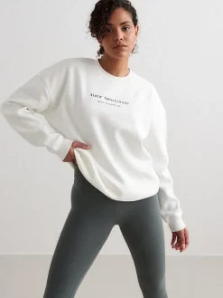 Women Aimn Hoodies & Crews-Off-White Serif Sweatshirt
