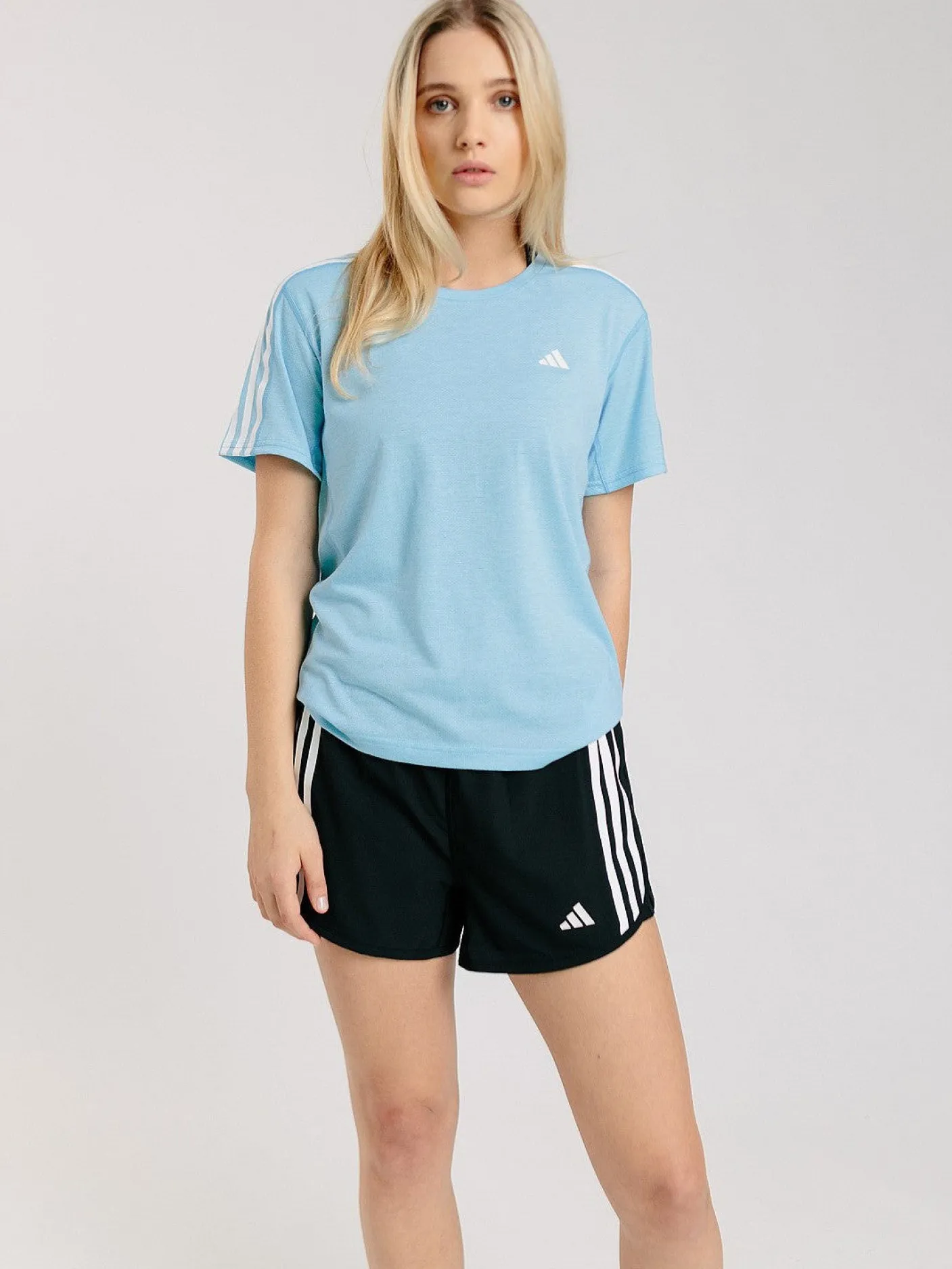 Women adidas Running|Performance-Own The Run 3-Stripe 2 in 1 Shorts