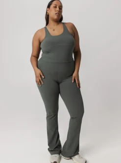 Women Taylor Sport Performance|Tights-Peached Taylor Flared Tight In Eucalyptus