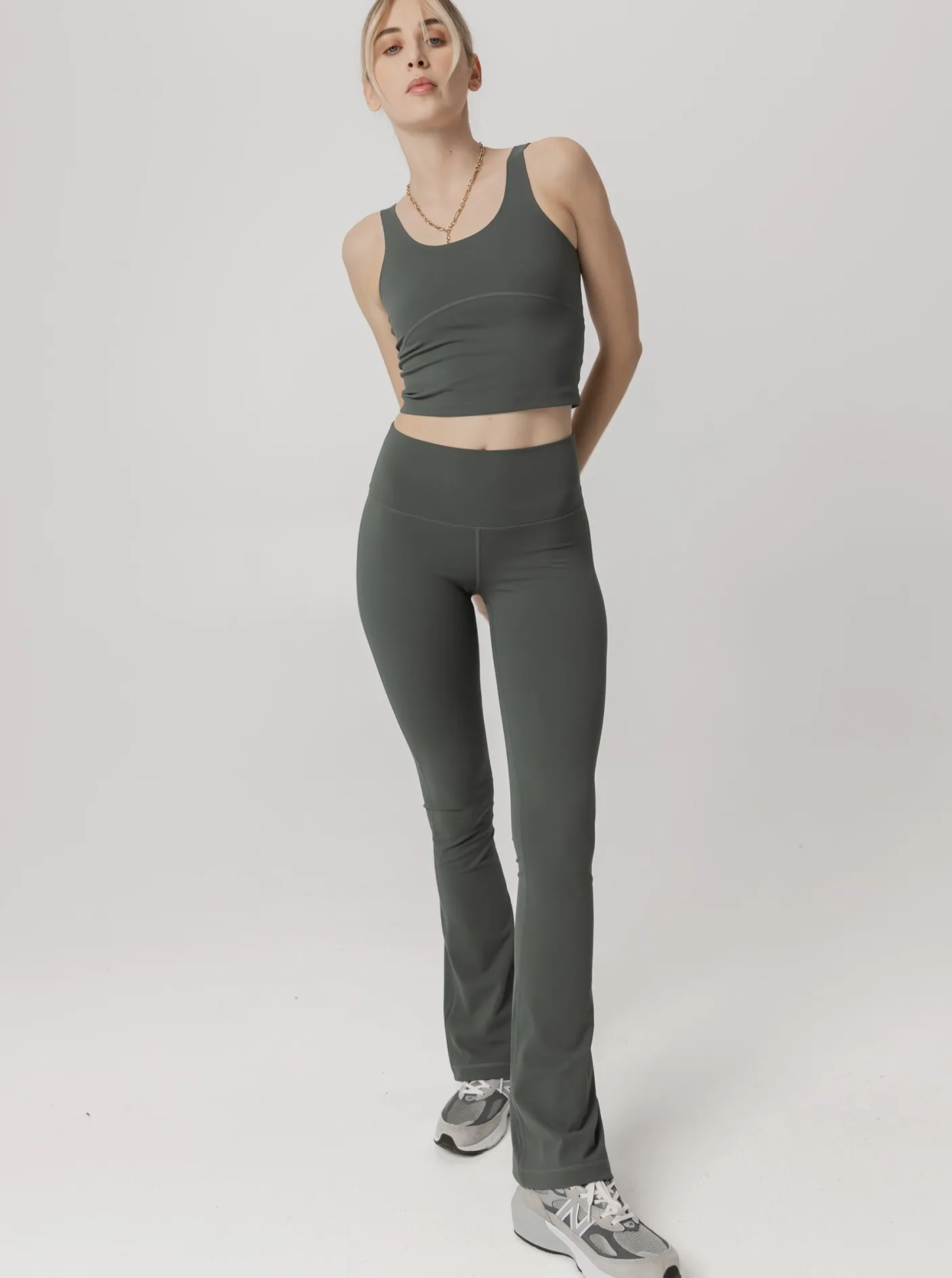 Women Taylor Sport Performance|Tights-Peached Taylor Flared Tight In Eucalyptus