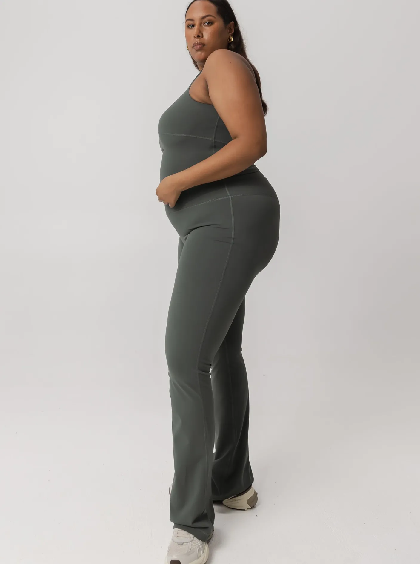 Women Taylor Sport Performance|Tights-Peached Taylor Flared Tight In Eucalyptus