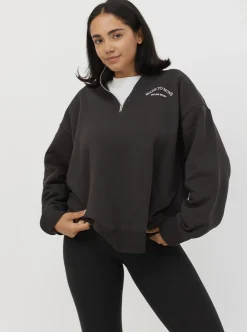 Women Taylor Sport Performance|Hoodies & Crews-Quarter Zip In Pepper