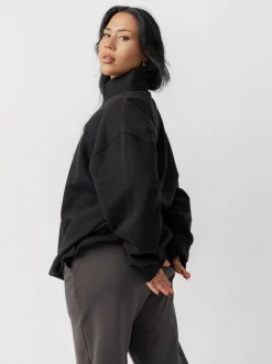 The Joggers Club Hoodies & Crews-Quarter Zip In Solid Black