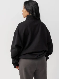 The Joggers Club Hoodies & Crews-Quarter Zip In Solid Black