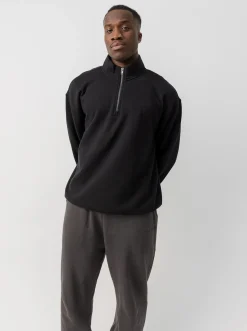 The Joggers Club Hoodies & Crews-Quarter Zip In Solid Black