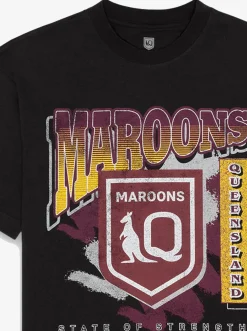 Mitchell & Ness Queensland Maroons|Tees & Singlets-Queensland Maroons Brush Off Tee
