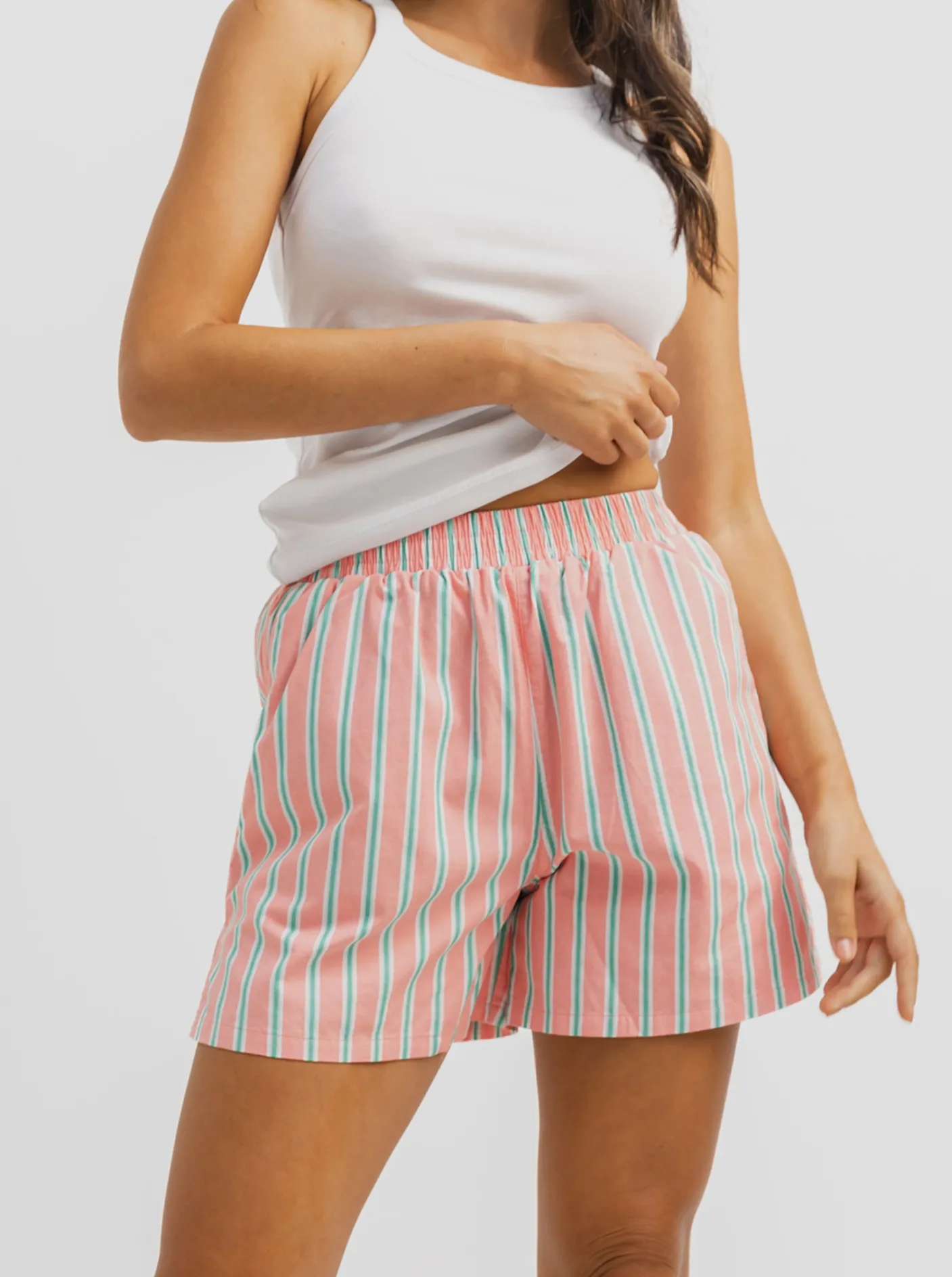 Women Taylor Sport Shorts-Resort Short in Melon Stripe