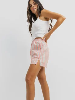 Women Taylor Sport Shorts-Resort Short in Melon Stripe