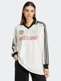 Women adidas Originals Hoodies & Crews-Retro Sports Cricket Inspired Ling Sleeve Jersey
