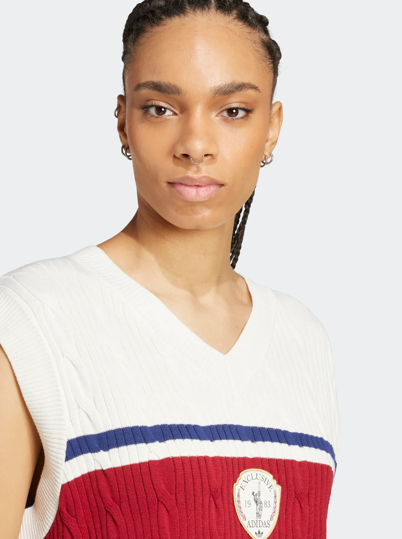 Women adidas Originals Jackets & Vests-Retro Sports Cricket-Inspired Vest