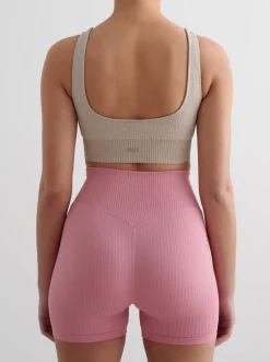 Women Aimn Performance|Shorts-Ribbed Midi Biker Shorts