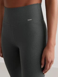 Women Aimn Performance|Tights-Sage Ribbed Seamless Tights
