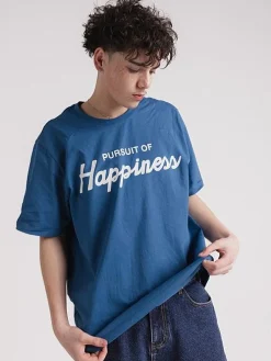 Pursuit of Happiness Tees & Singlets-Script Classic Tee in Washed Blue
